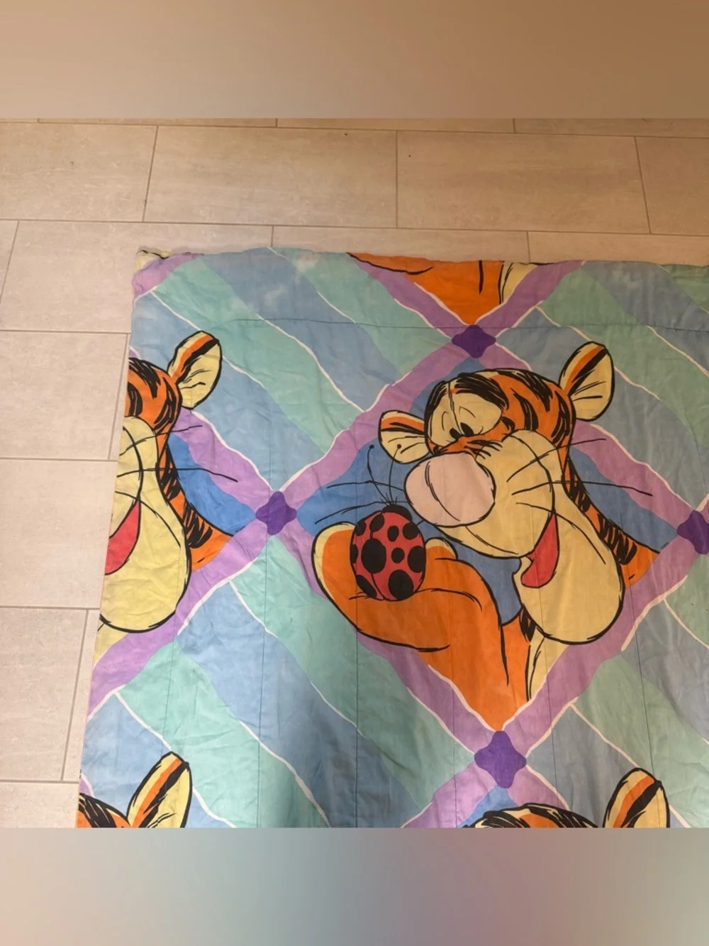 Vintage Winnie The Pooh Tigger Twin Comforter Bedding Great for a Project